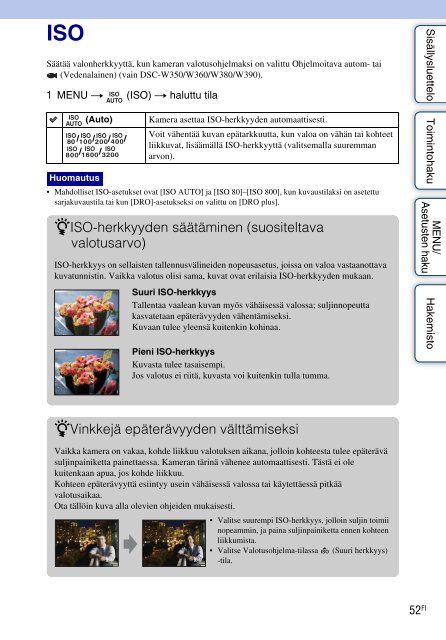 Sony DSC-W350 - DSC-W350 Istruzioni per l'uso Finlandese
