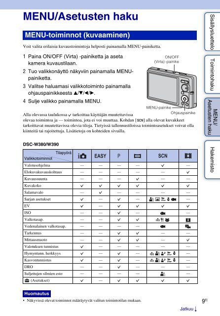 Sony DSC-W350 - DSC-W350 Istruzioni per l'uso Finlandese