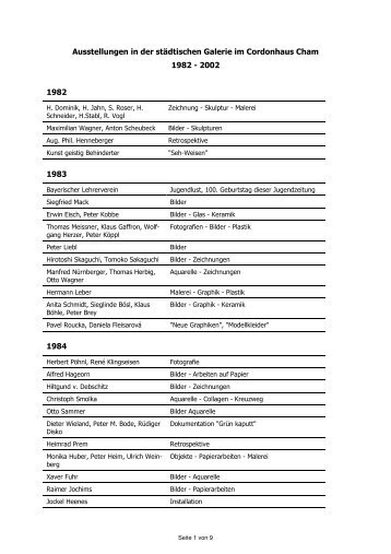 Ausstellungen im Cordonhaus Cham von 1982 - Stadt Cham