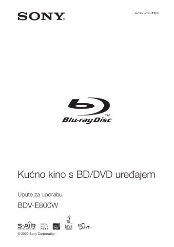 Sony BDV-E800W - BDV-E800W Istruzioni per l'uso Croato