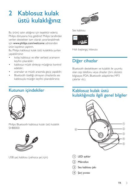 Philips Casque Bluetooth - Mode d&rsquo;emploi - TUR