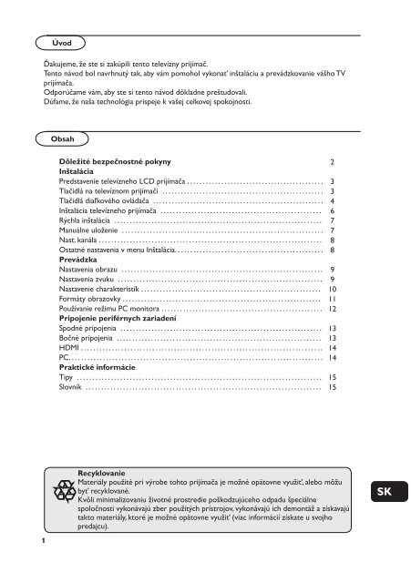 Philips T&eacute;l&eacute;viseur - Mode d&rsquo;emploi - SLK