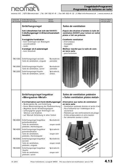 Clous à tête façon cloche - Neomat AG