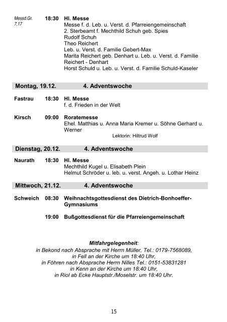 Pfarreiengemeinschaft Schweich - Pfarrbrief 11/2016