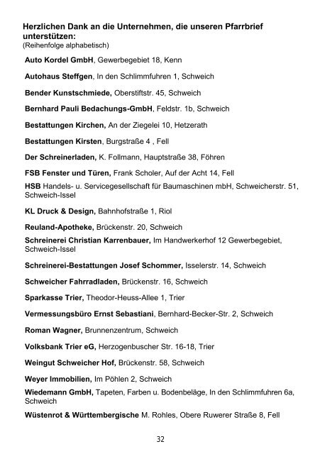 Pfarreiengemeinschaft Schweich - Pfarrbrief 11/2016