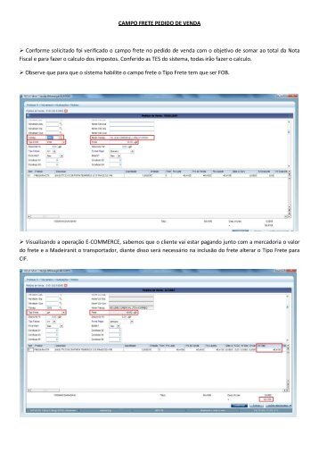Campo Frete Pedido de Venda