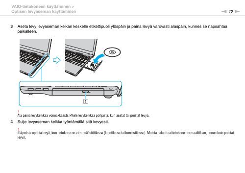 Sony VPCEB4A4E - VPCEB4A4E Istruzioni per l'uso Finlandese