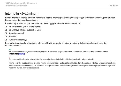 Sony VPCEB4A4E - VPCEB4A4E Istruzioni per l'uso Finlandese