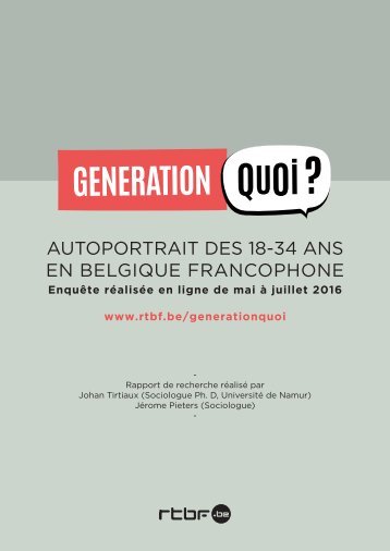 AUTOPORTRAIT DES 18-34 ANS EN BELGIQUE FRANCOPHONE