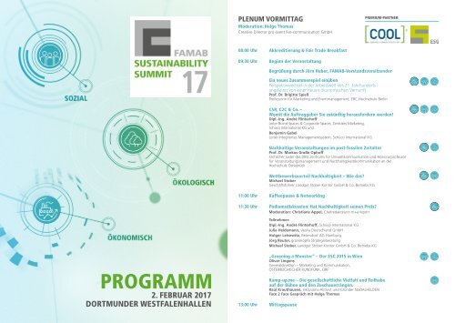 FAMAB-Sustainability Summit 2017 Das Programm