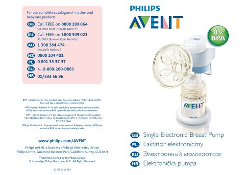 Philips Avent Tire-lait &eacute;lectronique - Mode d&rsquo;emploi - RUS