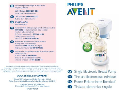 Philips Avent Tire-lait &eacute;lectronique - Mode d&rsquo;emploi - ITA