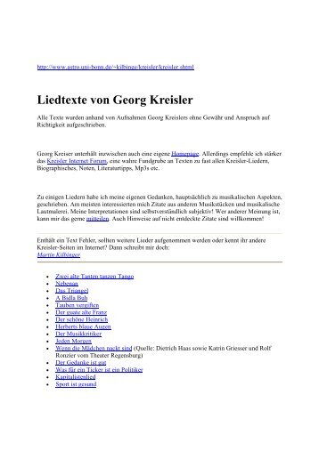 Liedtexte von Georg Kreisler - Art in Society