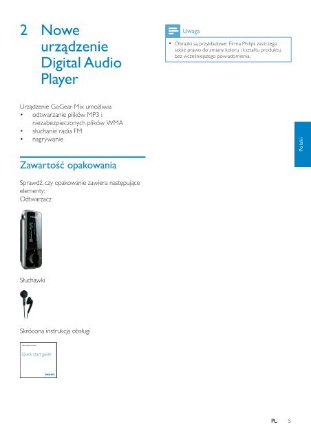 Philips GoGEAR Baladeur MP3 - Mode d&rsquo;emploi - POL