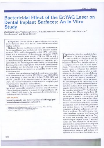 Bactericidal Effect of the Er:YAG Laser on - Kavo