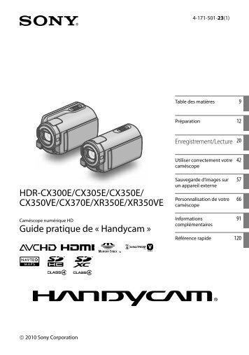 Sony HDR-XR350VE - HDR-XR350VE Istruzioni per l'uso Francese