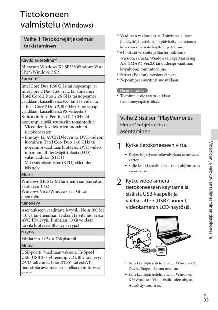 Sony HDR-PJ580E - HDR-PJ580E Istruzioni per l'uso Finlandese