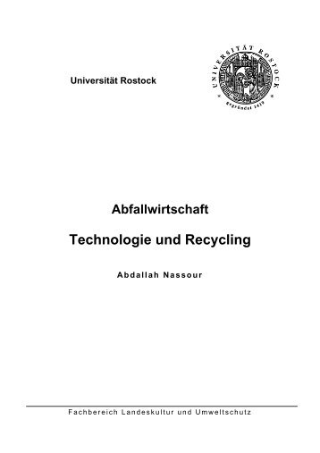 Universität Rostock Abfallwirtschaft Technologie und Recycling ...