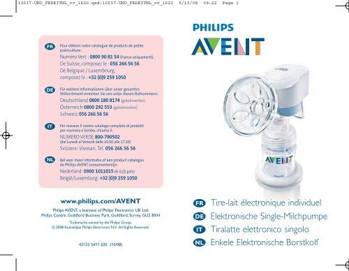 Philips Avent Tire-lait &eacute;lectronique - Mode d&rsquo;emploi - NLD