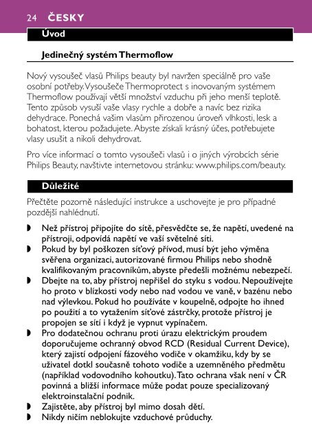 Philips S&egrave;che-cheveux - Mode d&rsquo;emploi - RUS