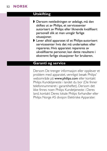 Philips S&egrave;che-cheveux - Mode d&rsquo;emploi - ITA