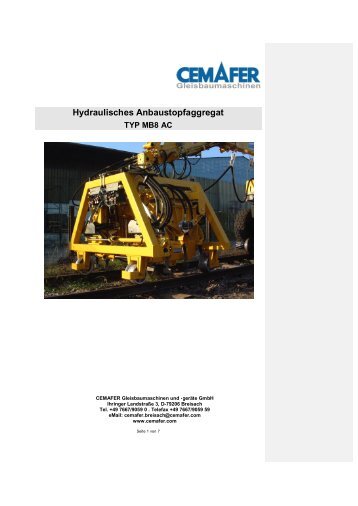 Hydraulisches Anbaustopfaggregat - Cemafer GmbH
