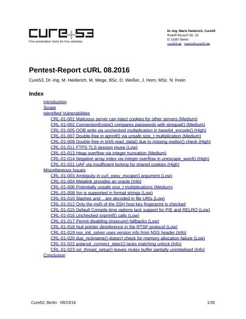 Pentest-Report cURL 08.2016