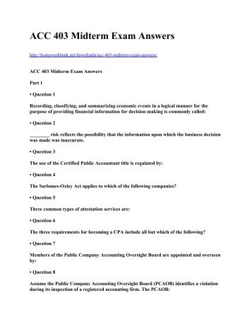 ACC 403 Midterm Exam Answers