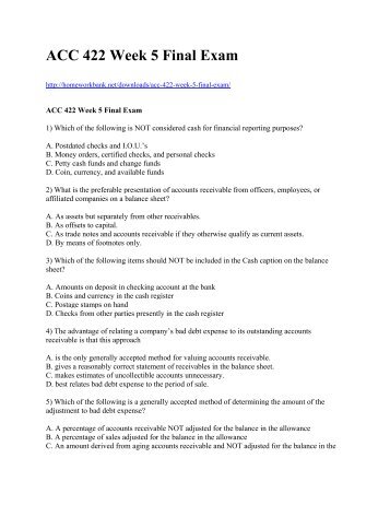 ACC 422 Week 5 Final Exam