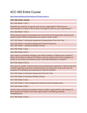 ACC 492 Entire Course