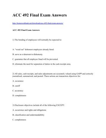 ACC 492 Final Exam Answers