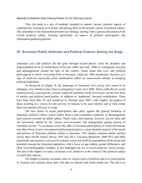 Civic Activism as a Novel Component of Armenian Civil Society
