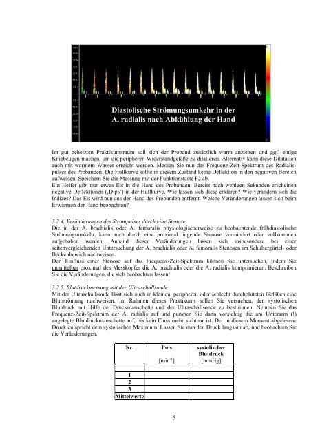 Aufgabe VI: Kreislauf II - Blutströmungsmessungen mit ... - Physiologie