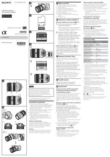 Sony SAL70300G2 - SAL70300G2 Istruzioni per l'uso Slovacco
