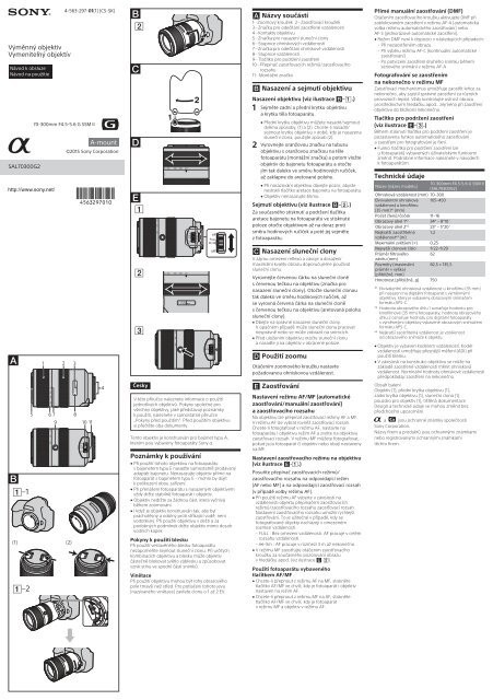 Sony SAL70300G2 - SAL70300G2 Istruzioni per l'uso Slovacco