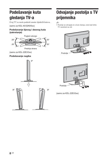 Sony KDL-37EX402 - KDL-37EX402 Istruzioni per l'uso Croato