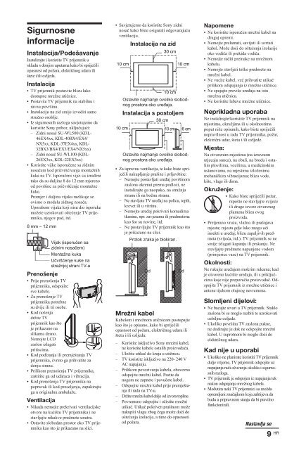 Sony KDL-37EX402 - KDL-37EX402 Istruzioni per l'uso Croato