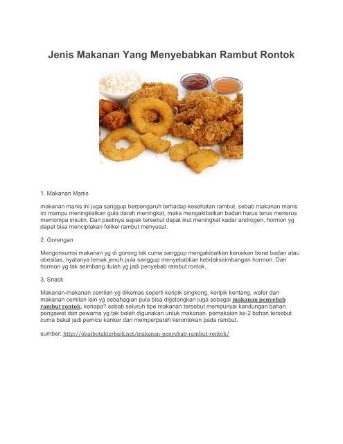 Jenis Makanan Yang Menyebabkan Rambut Rontok