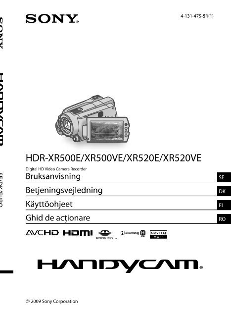 Sony HDR-XR500VE - HDR-XR500VE Istruzioni per l'uso Rumeno