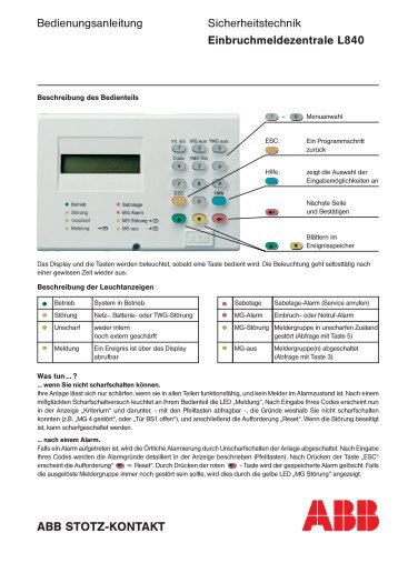 Einbruchmeldezentrale L840 - MEBOtec Sicherheitstechnik