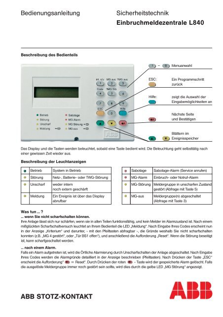 Einbruchmeldezentrale L840 - MEBOtec Sicherheitstechnik