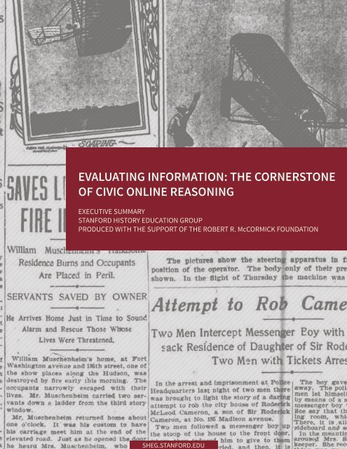 EVALUATING INFORMATION THE CORNERSTONE OF CIVIC ONLINE REASONING