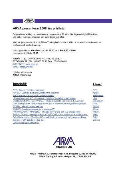 DPA Microphones - Arva Trading