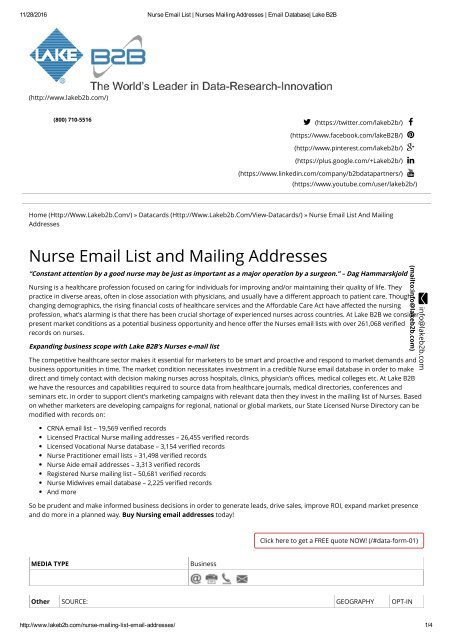 Nurses email database