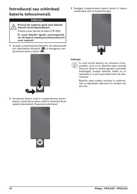 Philips PicoPix Projecteur de poche - Mode d&rsquo;emploi - RON