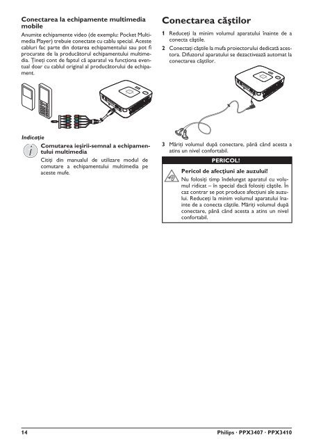 Philips PicoPix Projecteur de poche - Mode d&rsquo;emploi - RON