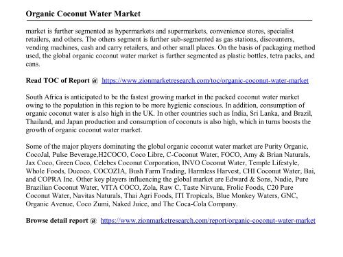 Organic Coconut Water Market 2015 - 2021