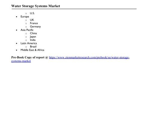 Water Storage Systems Market, 2015 - 2021