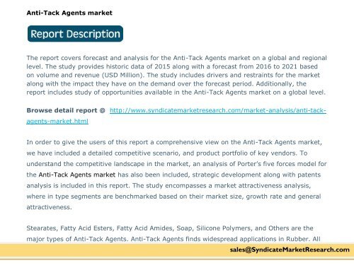 Anti-Tack Agents Market