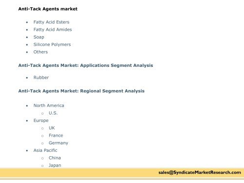 Anti-Tack Agents Market